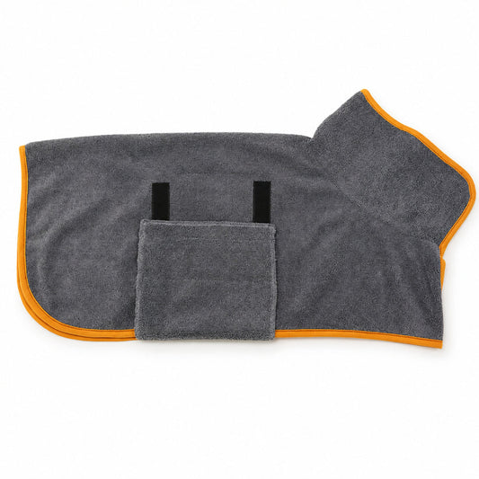 Fast-Drying Wrap Dog Bathrobe – Absorbent Pet Drying Coat with Adjustable Neck Collar for Bath Time Grooming