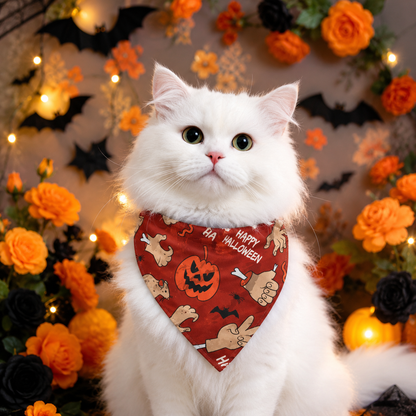 Festive Halloween Pet Bandana – Spooky Printed Triangle Scarf Holiday Bib for Dogs and Cats