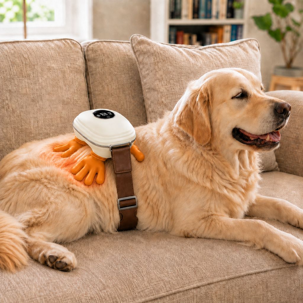 Heated Hands-Free Dog Massager – Cordless Electric Pet Body Kneader with Calming Warmth for Muscle Relaxation