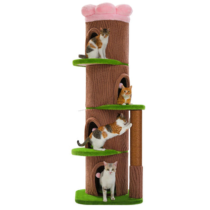 Flower Perch Cat Tree – Multi-Level Indoor Tower with Condo Cave and Scratching Post