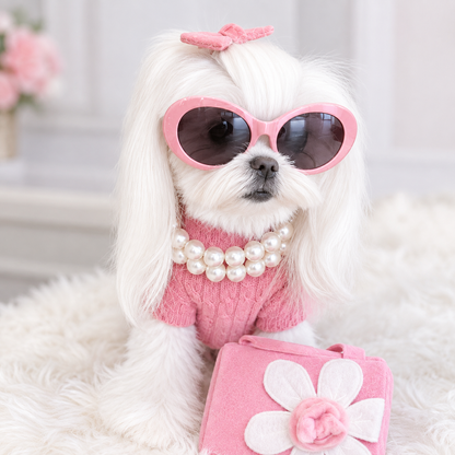 Elegant Beaded Dog Necklace – Stylish Pet Jewelry Collar Accessory for Parties and Photos