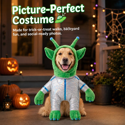 Funny Alien Pet Costume – Standing Space Outfit for Halloween Dog Parties and Photos