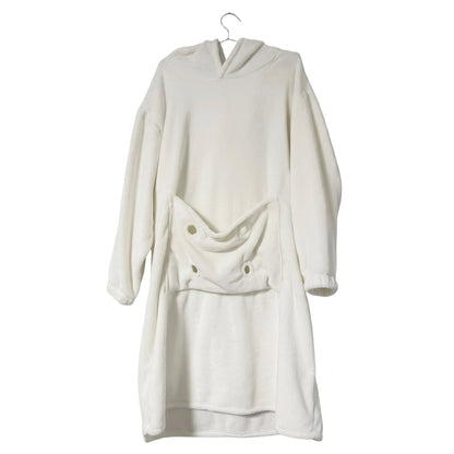 Cozy Pouch Pet Oversized Hoodie – Kangaroo Pocket Cat Carrier Loungewear Dress for Snuggling
