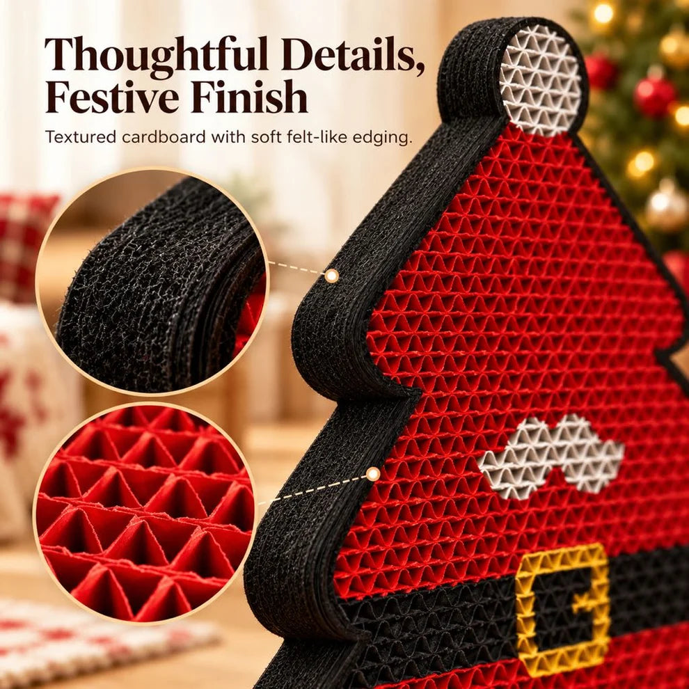 Festive Santa Wall Cat Scratcher – Vertical Hanging Holiday Scratching Board for Indoor Kittens
