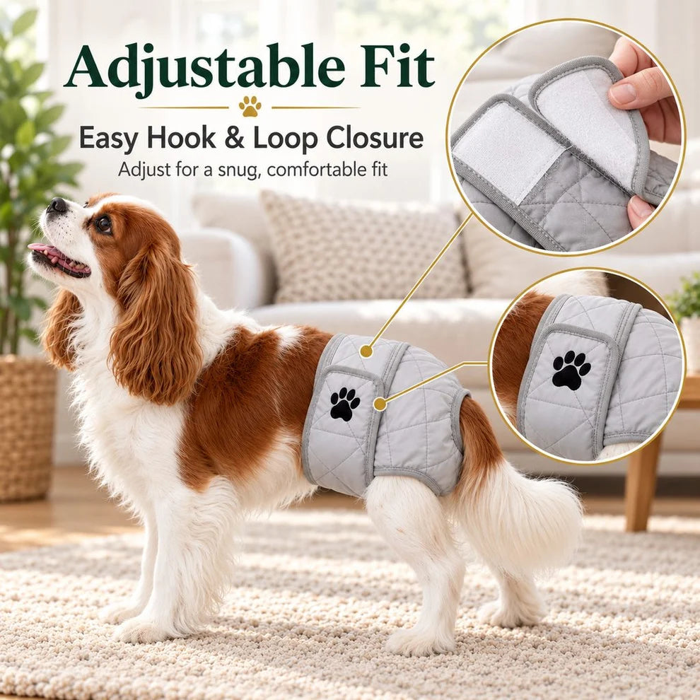 Quilted Leakproof Female Dog Diaper – Reusable Heat Cycle and Incontinence Wrap