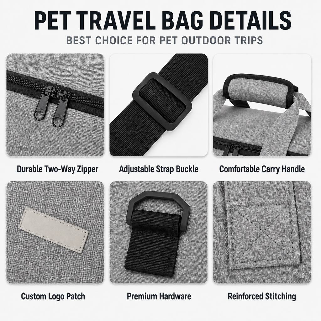 Pet Travel Organizer Bag – Multi-Pocket Weekend Road Trip Tote with Collapsible Bowls, Food Containers & Feeding Mat
