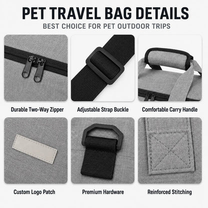 Pet Travel Organizer Bag – Multi-Pocket Weekend Road Trip Tote with Collapsible Bowls, Food Containers & Feeding Mat
