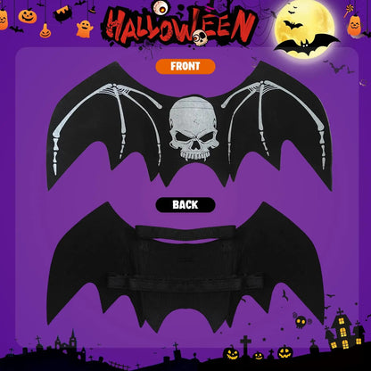 Skeleton Bat Dog Costume – Halloween Pet Wings with Pumpkin Bells for Spooky Party Dress-Up