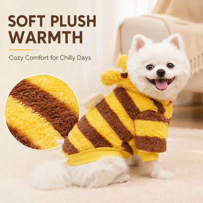 Cute Striped Dog Hoodie – Warm Bumblebee Pet Costume Pullover with Wings and Antennae