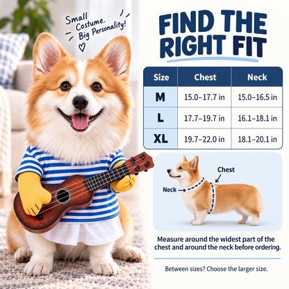 Funny Guitar Dog Costume – Standing Musician Outfit with Prop Instrument for Halloween Party Photos