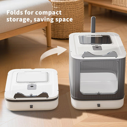 Enclosed Pull-Out Cat Litter Box – Top-Exit Door with Scoop and Anti-Tracking Lid for Indoor Kittens