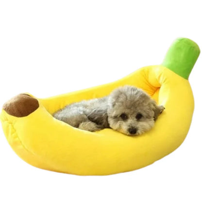 Novelty Banana Dog Bed – Peel-Design Pet Bolster Cushion for Lounging Cats and Dogs