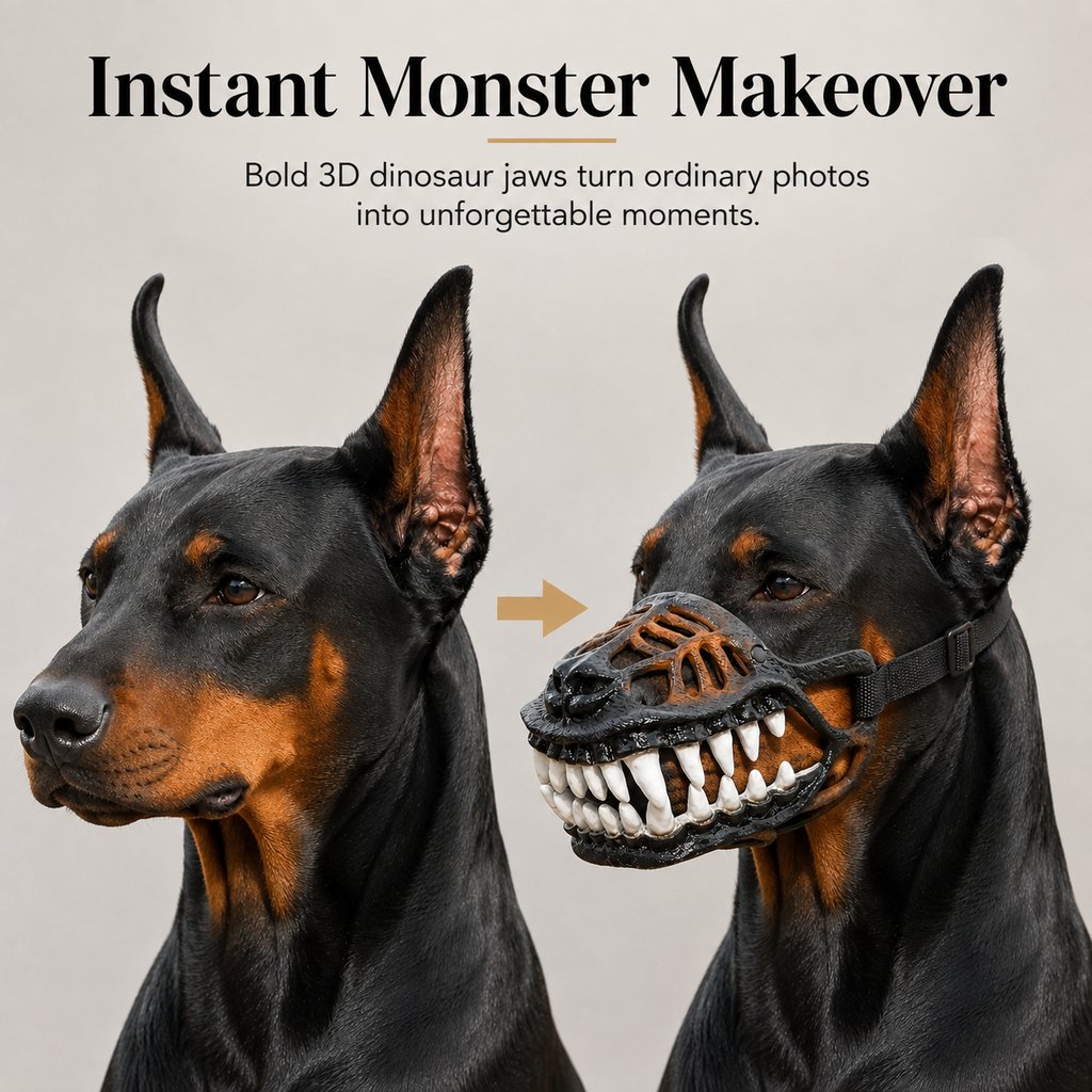 Scary Teeth Dog Muzzle – Realistic Horror Cosplay Halloween Mask with Breathable Anti-Bite Basket Design