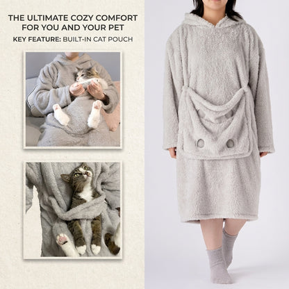 Cozy Pouch Pet Oversized Hoodie – Kangaroo Pocket Cat Carrier Loungewear Dress for Snuggling