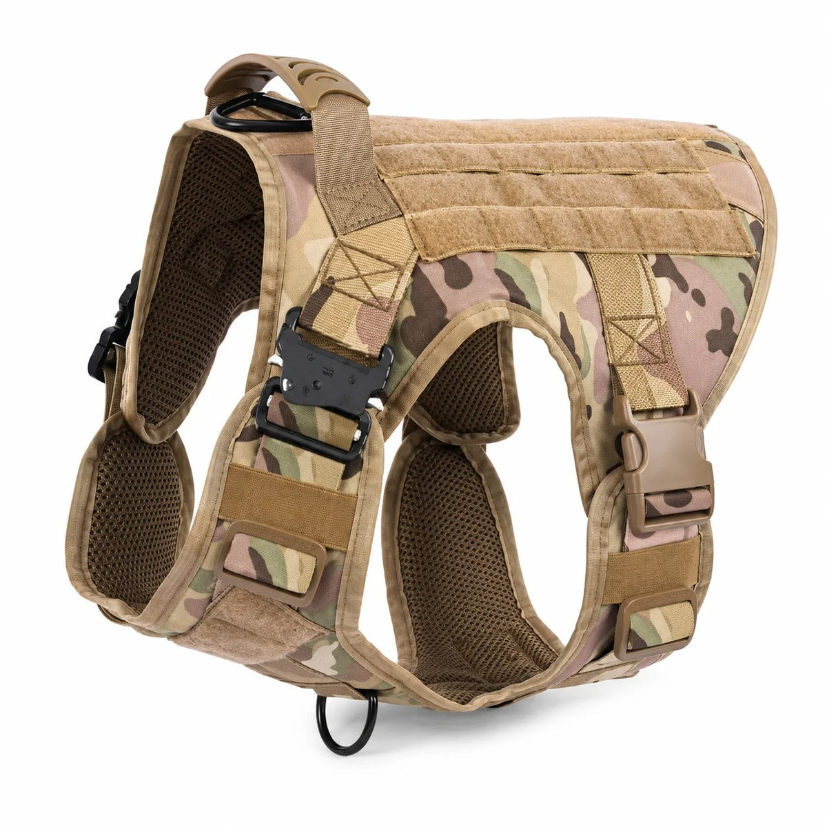 Tactical Control Dog Harness – Heavy-Duty Service Vest with Breathable Padded Handle and MOLLE Loop Panels