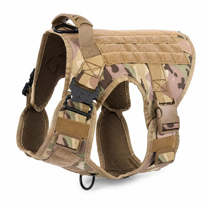 Tactical Control Dog Harness – Heavy-Duty Service Vest with Breathable Padded Handle and MOLLE Loop Panels