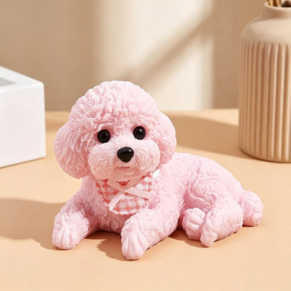 Cute Resting Puppy Car Ornament – Decorative Auto Dashboard Companion Figurine for Dog Lovers