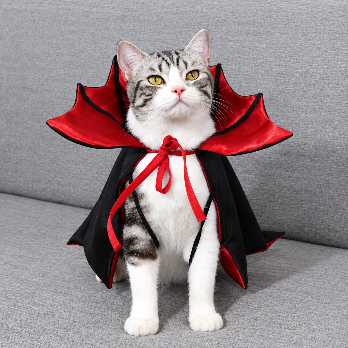 Vampire Collar Cat Cloak – Bat-Wing Halloween Costume Cape with Adjustable Ties for Small Dogs