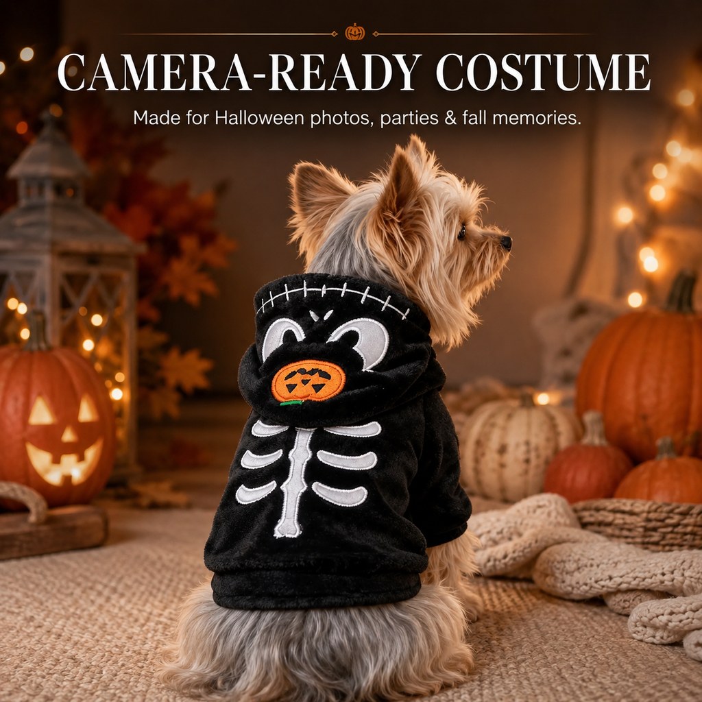 Festive Halloween Dog Costume Hoodie – Cozy Hooded Pet Apparel for Fall Holiday Photos and Dress-Up