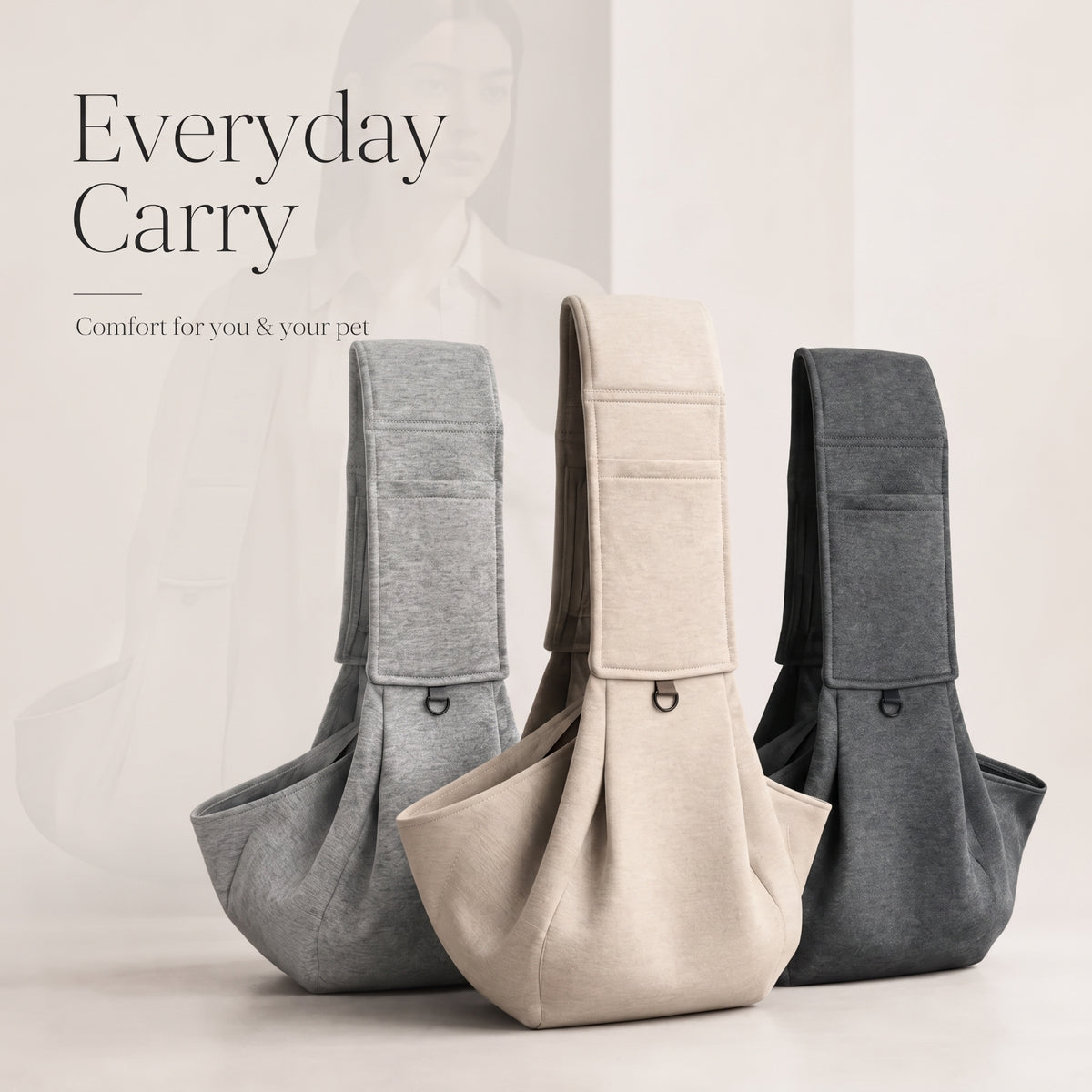 Hands-Free Pocketed Pet Carrier - outdoor travel shoulder bag for small dogs and cats
