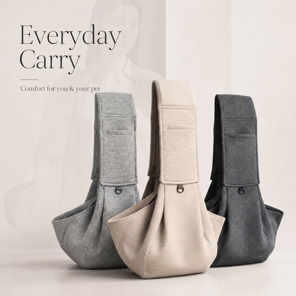 Hands-Free Pocketed Pet Carrier - outdoor travel shoulder bag for small dogs and cats