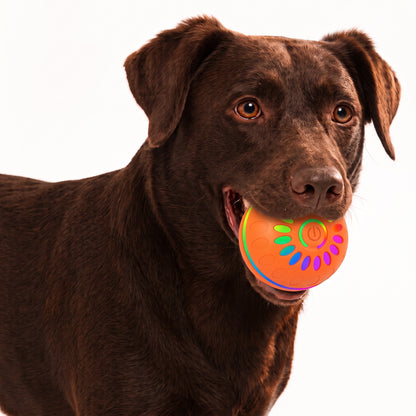 Interactive Bouncing Dog Ball – USB-Rechargeable Automatic Rolling Toy with Obstacle-Avoidance LED Lights