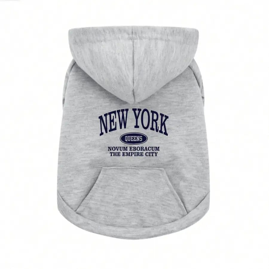 New York Pocket Dog Hoodie – Warm Graphic Pet Sweatshirt with Kangaroo Pouch and Hood for Cats