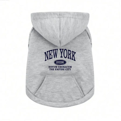 New York Pocket Dog Hoodie – Warm Graphic Pet Sweatshirt with Kangaroo Pouch and Hood for Cats
