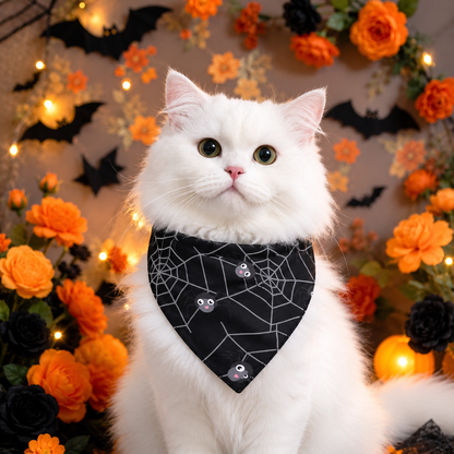 Festive Halloween Pet Bandana – Spooky Printed Triangle Scarf Holiday Bib for Dogs and Cats