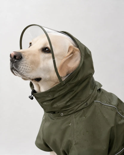 Waterproof Reflective Dog Raincoat – Clear Visor Hooded Pet Rain Jacket with Adjustable Belly Strap for Rainy Day Outdoor Walking