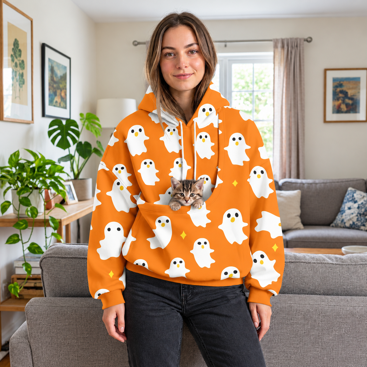 Unisex Pet Carrier Pouch Hoodie – Hands-Free Small Dog Cat Snuggle Sweatshirt