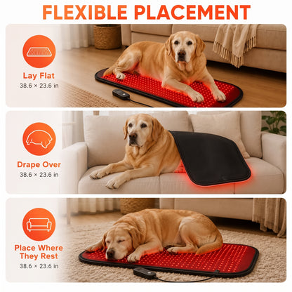 Red Light Therapy Pet Mat – Near-Infrared Dual-Wavelength LED Wellness Pad with Adjustable Controller for Dogs