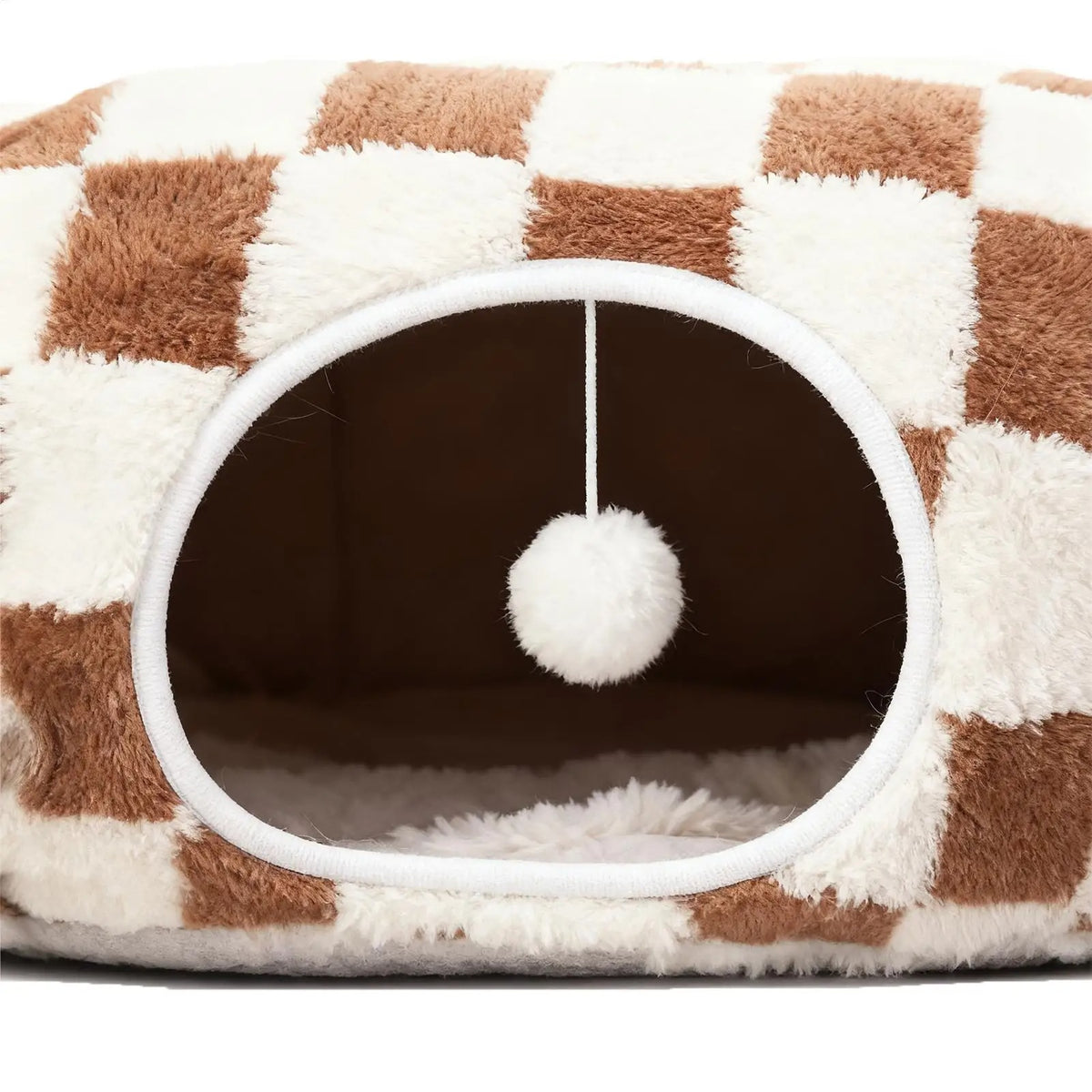 Interactive 2-in-1 Cat Tunnel Bed – Convertible Round Donut Cave with Hanging Toy Ball for Indoor Cats & Kittens