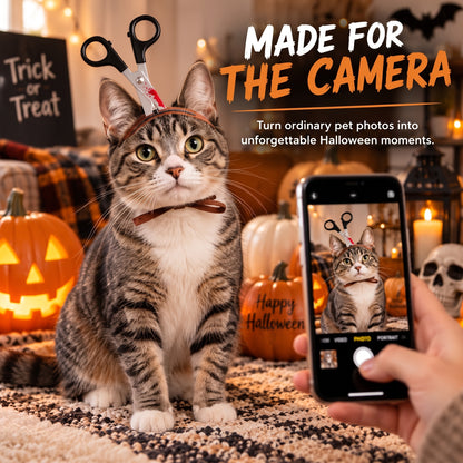 Funny Halloween Pet Headband – Novelty Illusion Costume Prop With Tie Straps for Dogs and Cats