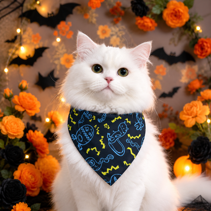 Festive Halloween Pet Bandana – Spooky Printed Triangle Scarf Holiday Bib for Dogs and Cats
