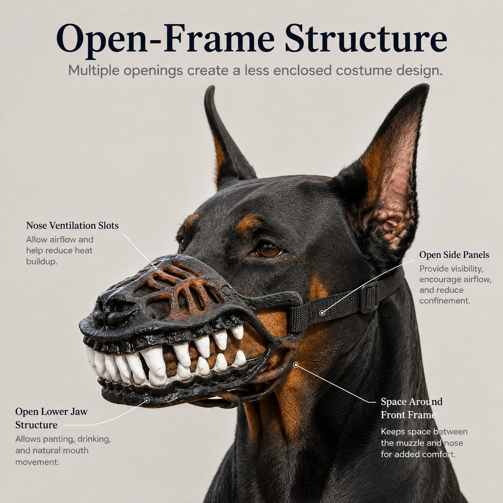 Scary Teeth Dog Muzzle – Realistic Horror Cosplay Halloween Mask with Breathable Anti-Bite Basket Design