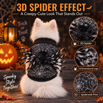 Spiderweb 3D-Spider Dog Costume – Cute Spooky Halloween Puppy Outfit for Holiday Parties and Photo Shoots