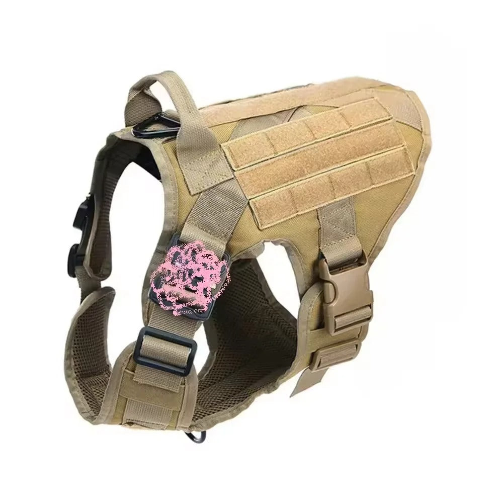 Tactical Control Dog Harness – Heavy-Duty Service Vest with Breathable Padded Handle and MOLLE Loop Panels