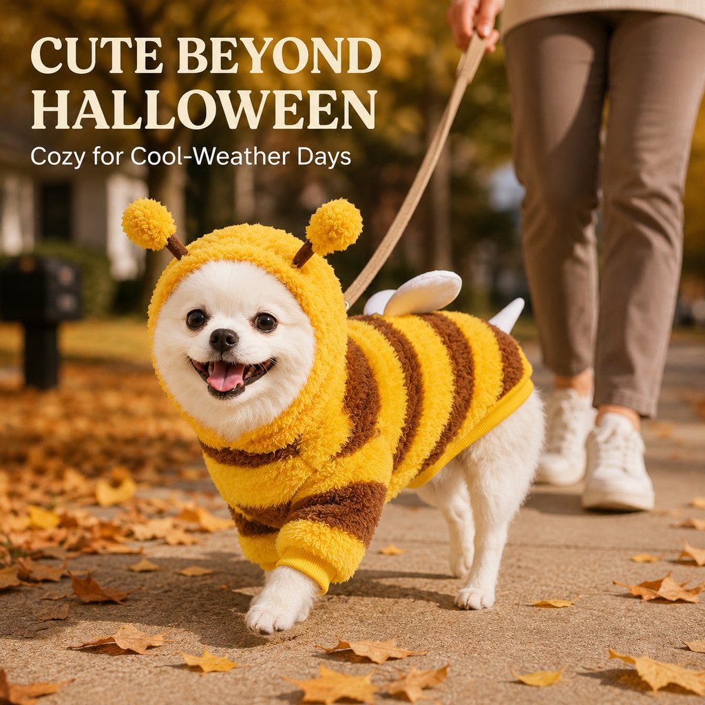 Cute Striped Dog Hoodie – Warm Bumblebee Pet Costume Pullover with Wings and Antennae