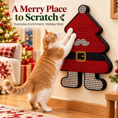 Festive Santa Wall Cat Scratcher – Vertical Hanging Holiday Scratching Board for Indoor Kittens