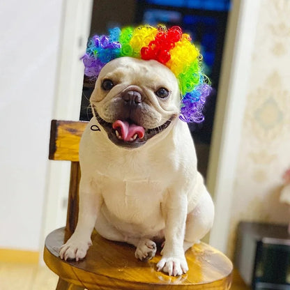 Halloween Funny Pet Wig – Cute Red Ribbon Pigtail Costume Headwear for Dog Cosplay Photos