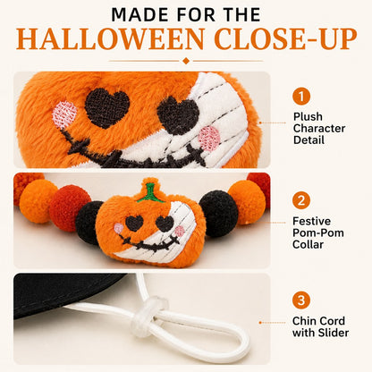 Festive Halloween Pet Costume Set – Cute Pom-Pom Collar And Hat For Cats And Dogs