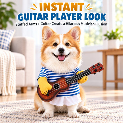 Funny Guitar Dog Costume – Standing Musician Outfit with Prop Instrument for Halloween Party Photos