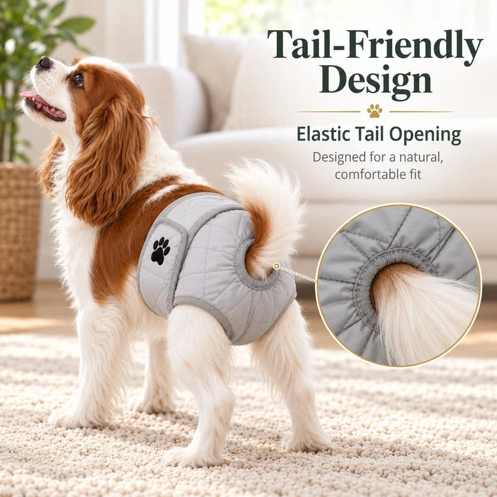 Quilted Leakproof Female Dog Diaper – Reusable Heat Cycle and Incontinence Wrap