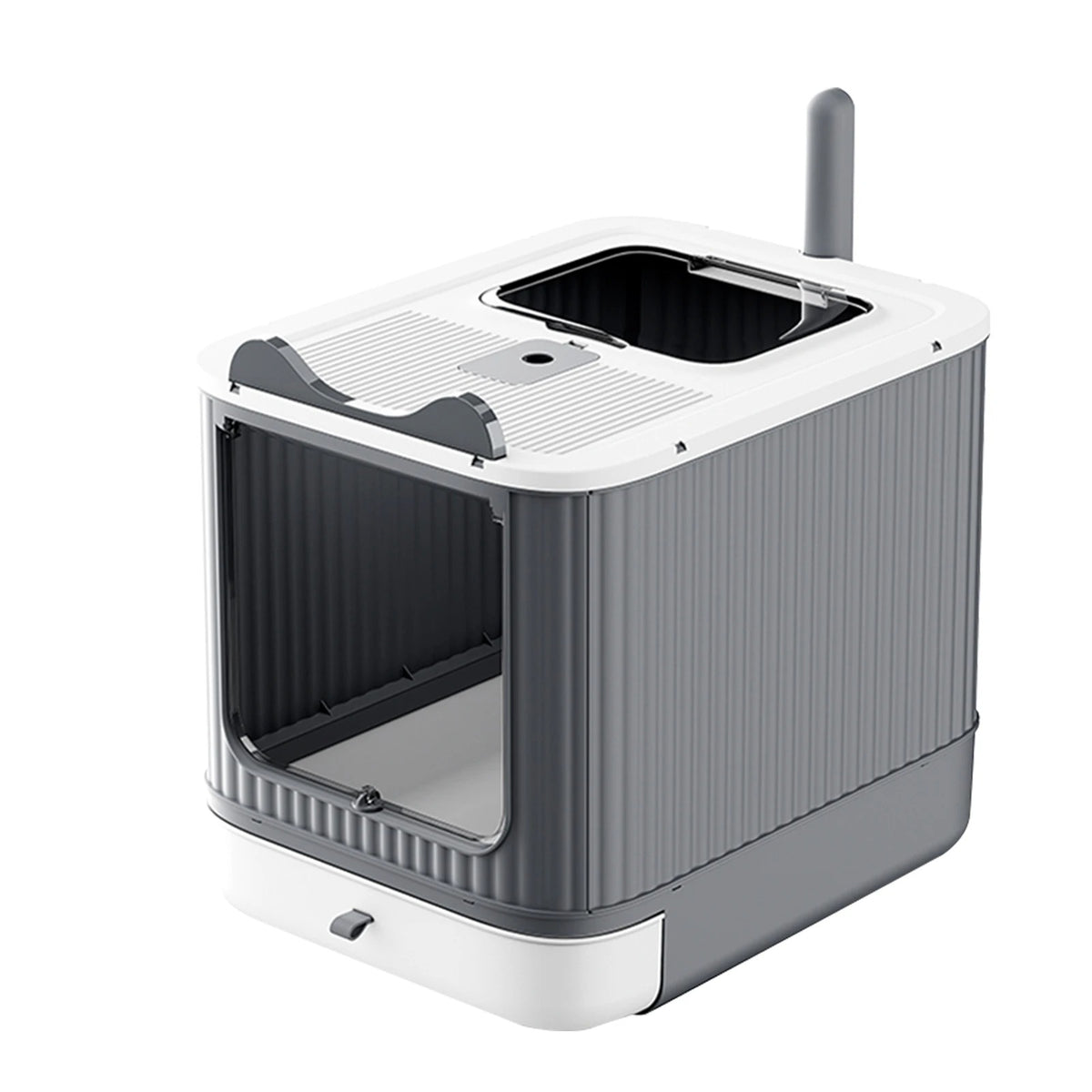 Enclosed Pull-Out Cat Litter Box – Top-Exit Door with Scoop and Anti-Tracking Lid for Indoor Kittens