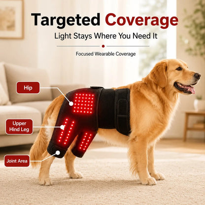 Dog Red Light Therapy Wrap – Adjustable Hip and Joint Recovery Brace for Targeted Circulation Support