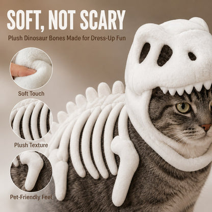 Dinosaur Skeleton Pet Costume – Halloween 3D Skull Hood Cat Cosplay Outfit