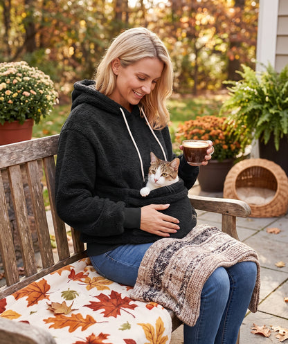 Cuddle Pouch Pet Carrier Hoodie – Hands-Free Cat Small Dog Cuddle Pullover Sweatshirt