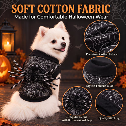 Spiderweb 3D-Spider Dog Costume – Cute Spooky Halloween Puppy Outfit for Holiday Parties and Photo Shoots