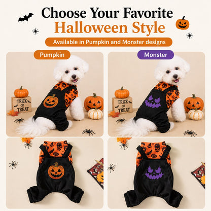 Festive Pumpkin Dog Jumpsuit – Spooky Halloween Costume Apparel for Puppy Parties and Holiday Trick-or-Treating Photos